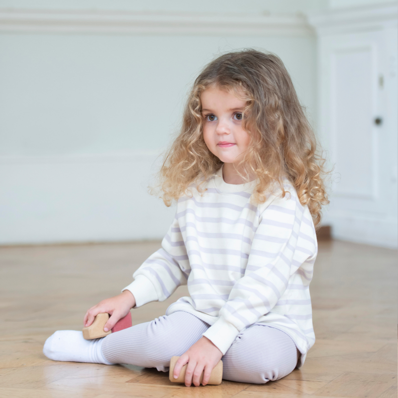 Cotton Sweatshirt - Lilac Stripe