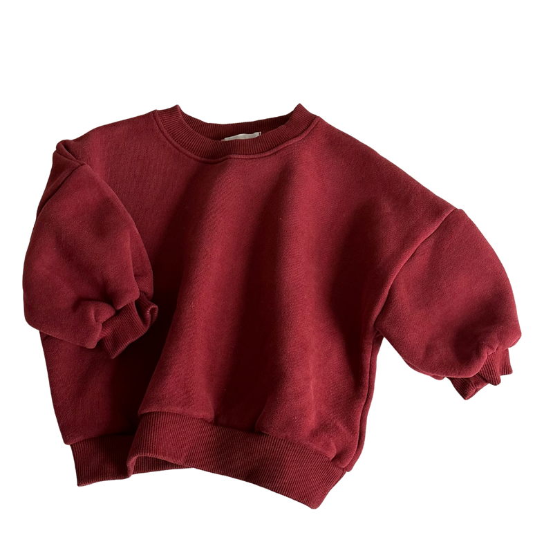 Fleeced Cotton Sweatshirt - Maroon